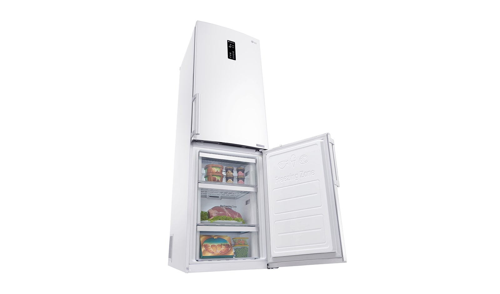 LG Hrubý objem 348 l | 259 kWh/rok | LG Lineární invertorový kompresor | LG Total No Frost | Multi-Air Flow™ | NatureFRESH | Vnější LED displej | Smart Diagnosis™, GBB59SWFZB